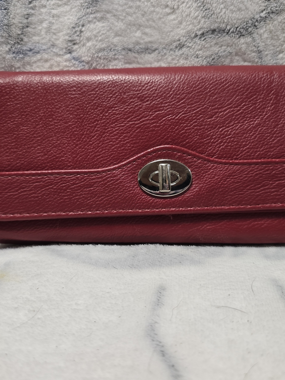 mundi Red Leather Turn-Lock Clutch